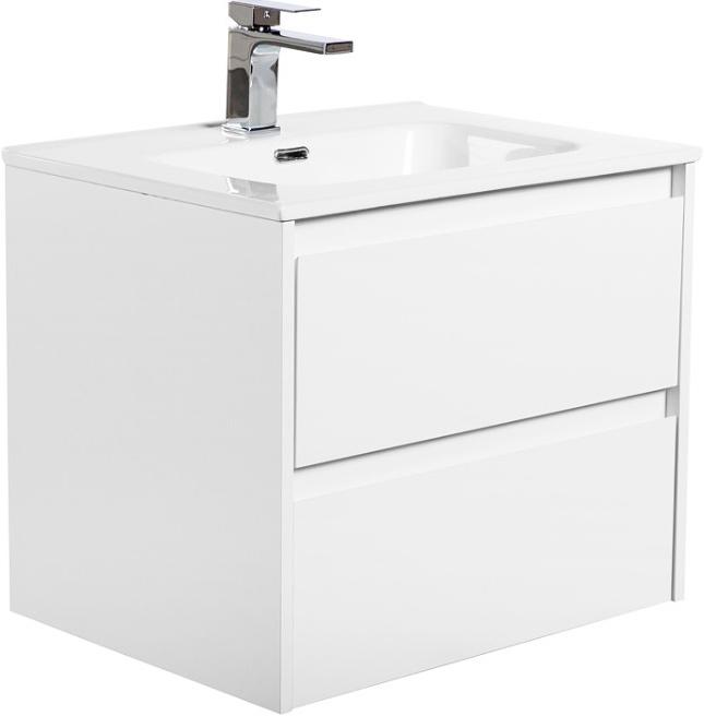 База под раковину подвесная с двумя выкатными ящиками, 610х460х515мм, без раковины, (цв.Bianco Opaco), Kraft ZZ