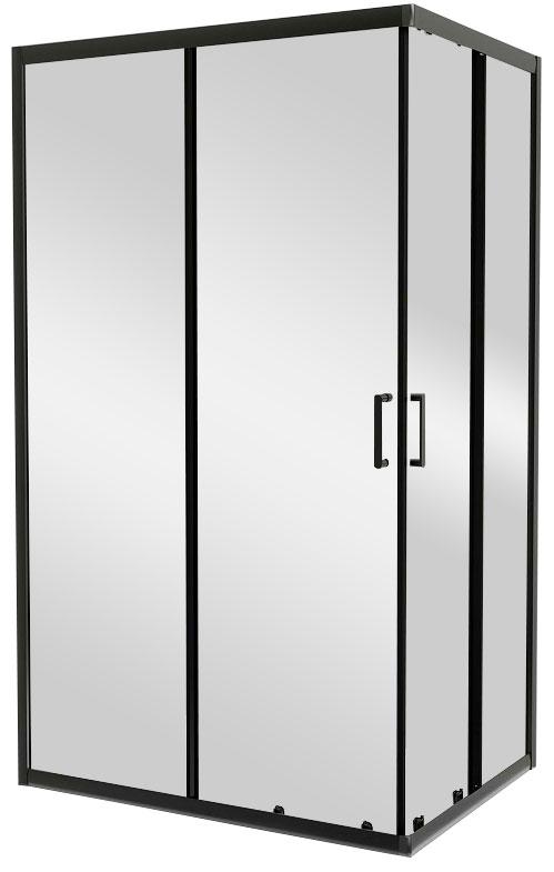 Душевой уголок 1200х1000хh1950мм, прямоуг., правый/левый, (стекло прозрачн.5мм, фурн.цв.черный матовый), Uno-195 ZZ