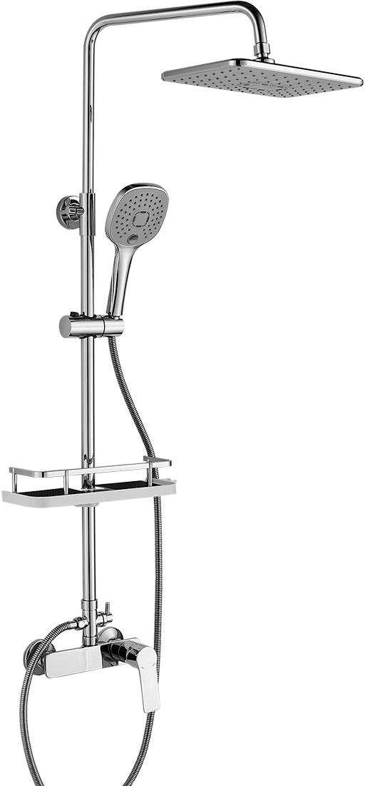 Смеситель для ванны с регулируемой высотой штанги и лейкой "Тропический дождь", цв. хром, ZZ