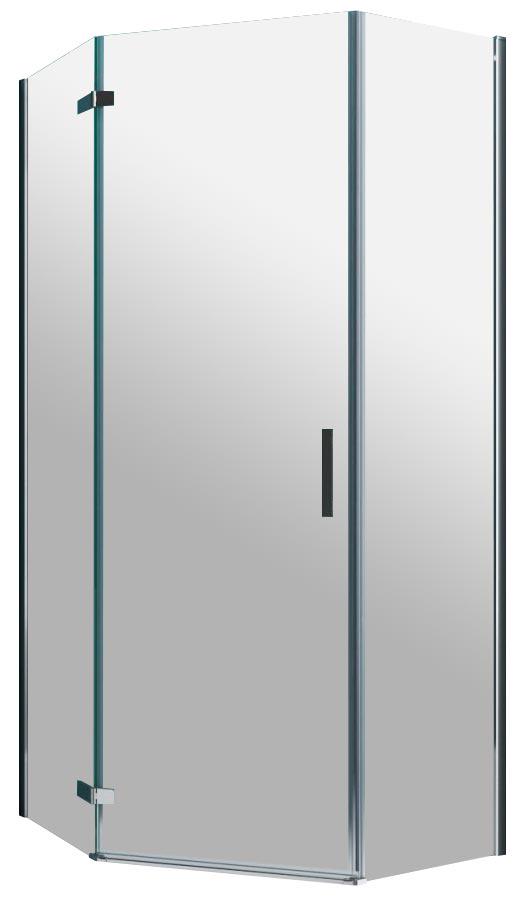 Душевой уголок 1000х1000хh1950мм, пятиугольн., дверь распашнная, петли слева, с 2 неподв. сегментами, (стекло прозрачное 6мм, фурн.цв.хром), Kraft ZZ
