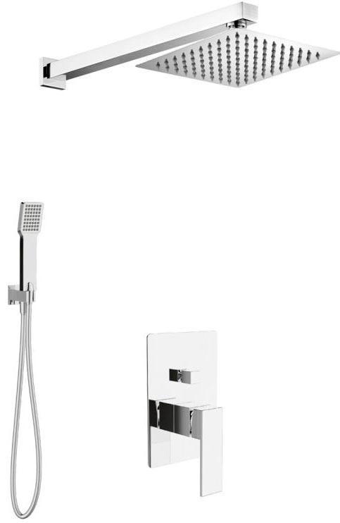 Душевой комплект (смеситель д/д встр.в стену, верхний душ, ручн.лейка, шланг, кронштейн совмещённый с шланговым подсоединением), (цв. хром), Romano ZZ