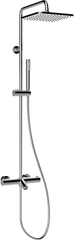 Смеситель-термостат для ванны, со стационарным верхним душем 230х230мм., душевая лейка, шланг в компл., (цв.хром), Cosmo ZZ