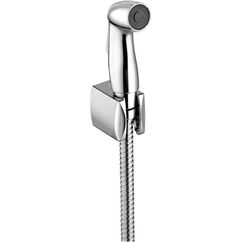 Гигиенический душ (лейка с кнопкой+шланг+держатель), хром
