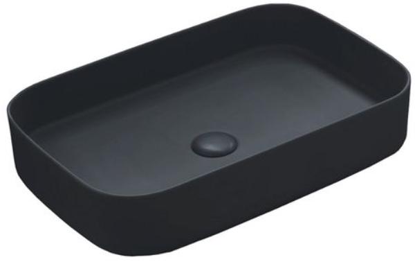 Раковина накладная на стол, прямоугольная 60х40хh12,5мм, без отв.д/смес, без перелива и пробки слива, (цв.Gloss Black), Shui Comfort ZZ