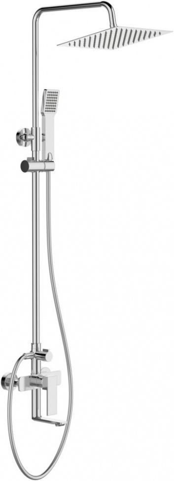 Смеситель для ванны(душа), со стационарным верхн.душем 25х25см., душевая лейка, шланг в компл., (цв.хром), Romano ZZ