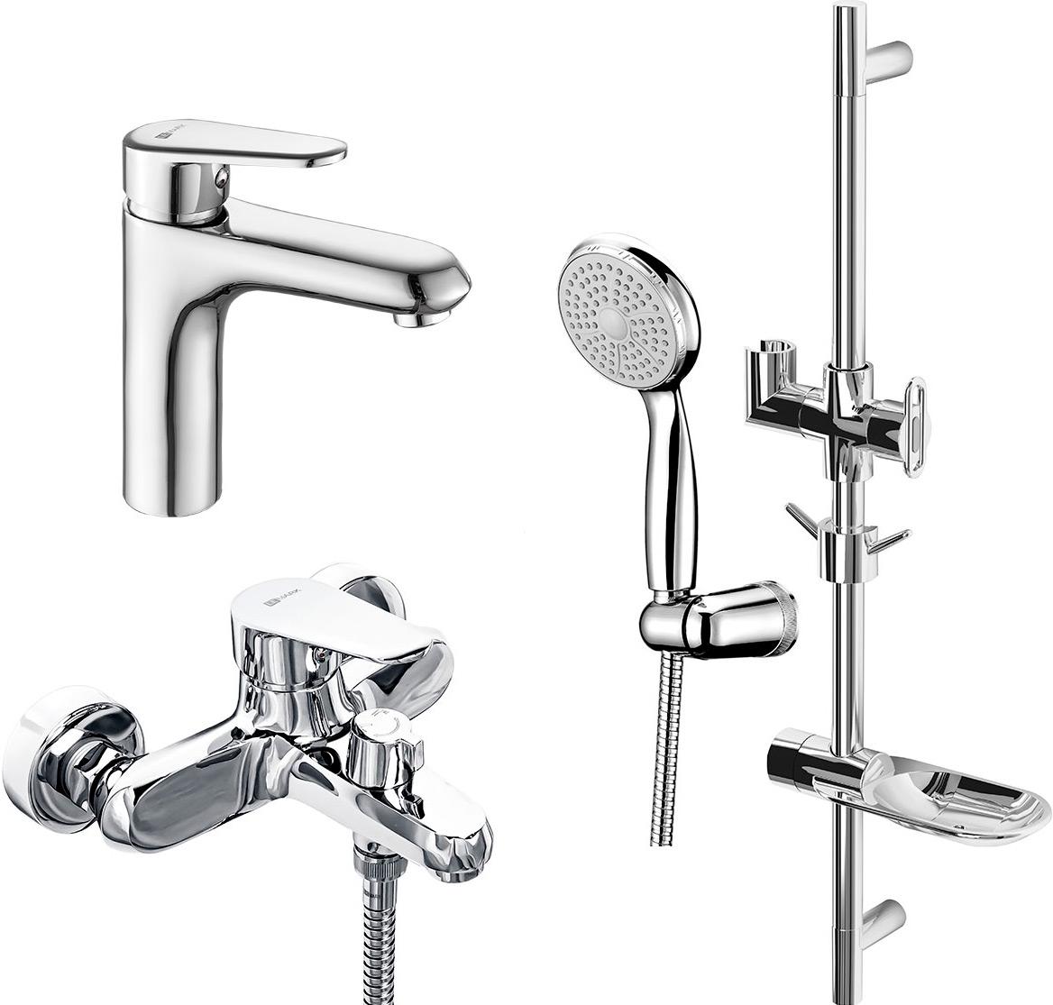 LM0380C POINT Набор смесителей "3 в 1" (для ванны + для умывальника + душ. гарнитур), хром ZZ