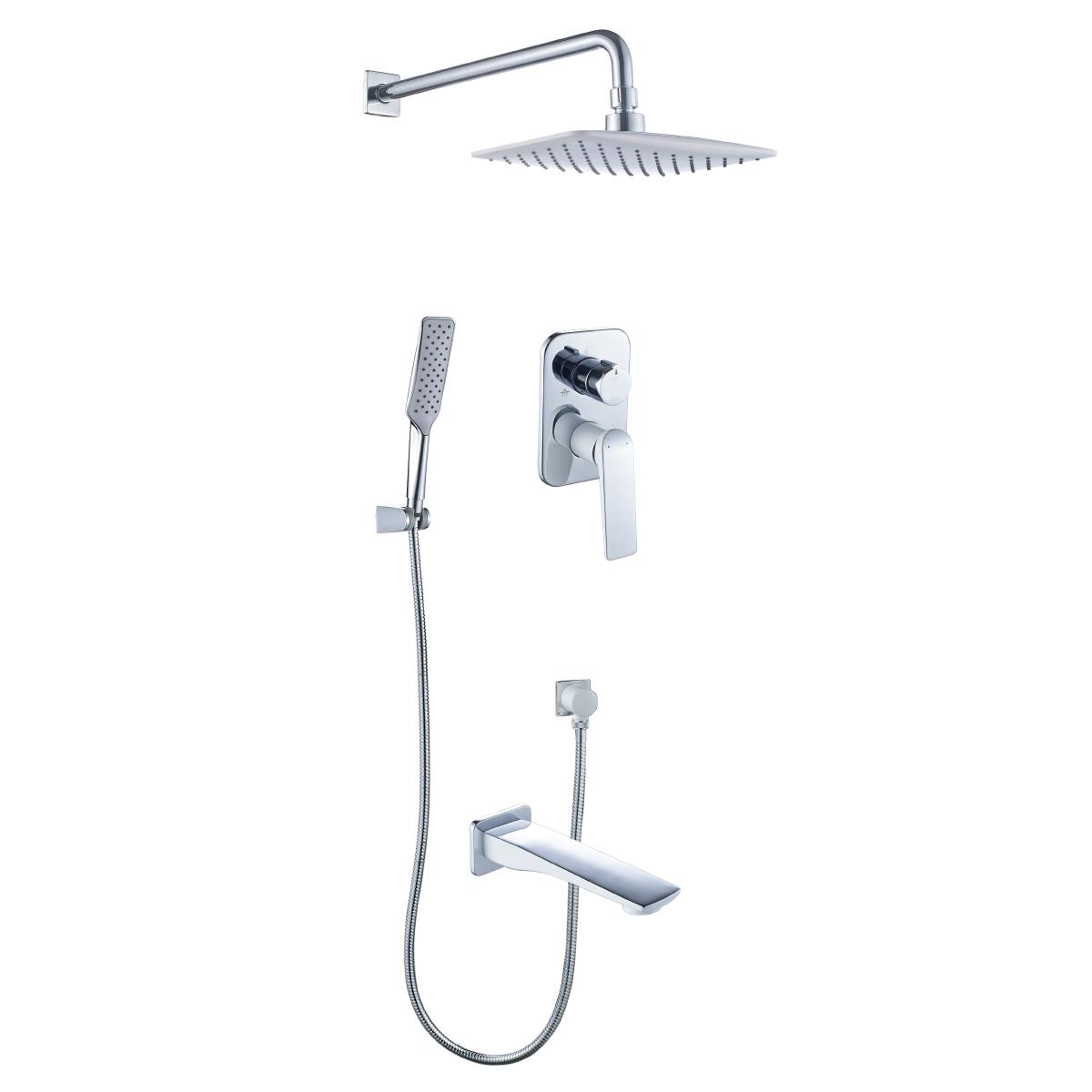 Смеситель для ванны и душа встраиваемый С ВНУТРЕННЕЙ ЧАСТЬЮ с дополнительной 1-функциональной лейкой, хром/бел ZZ