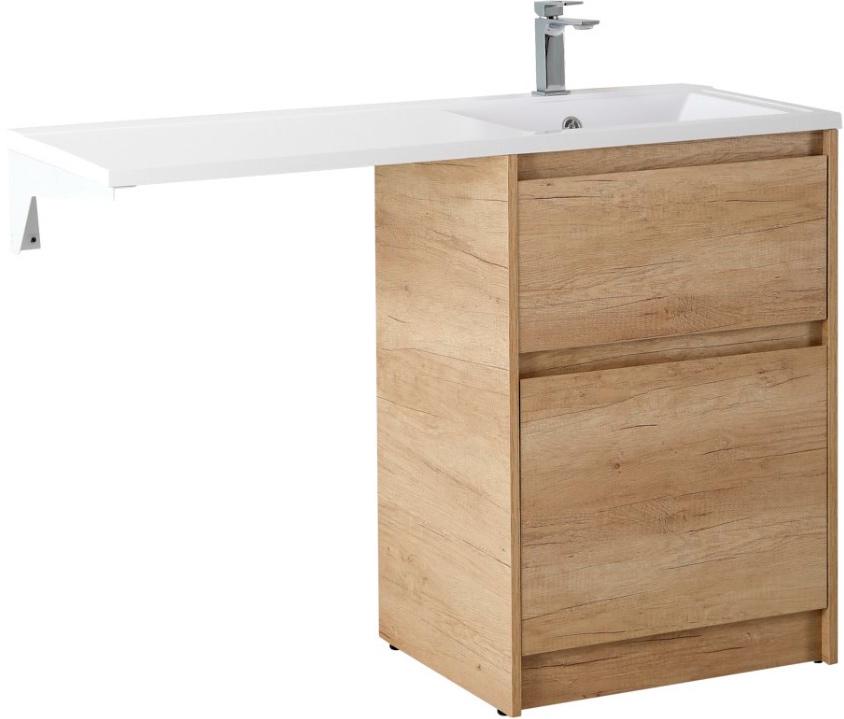 База под раковину напольная с двумя выкатными ящиками,580x478xh845мм,для установки рядом со стир.маш, без раковины,(цв.Rovere Nebrasca Nature)Kraft ZZ