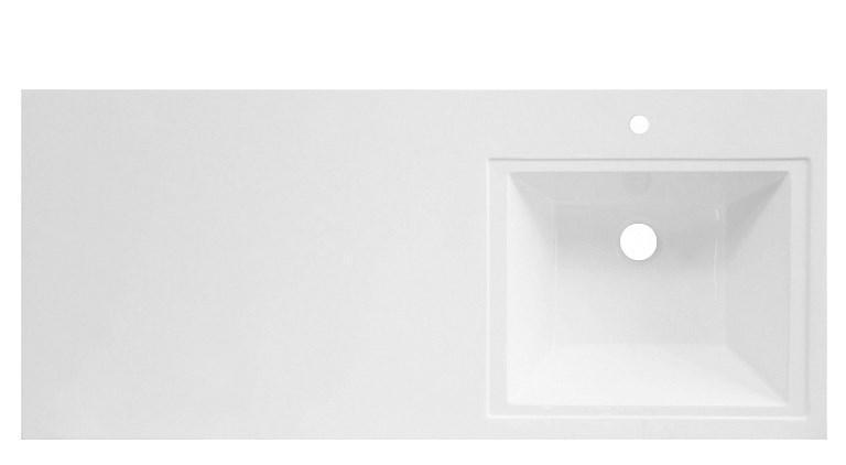 Раковина 1203x480xh156мм, Правая, с 1 отв.д/смесит, без перелива, БЕЗ сифона, 1 кронштейн д/устан.в компл., (литьевой мрамор цв.белый), Lavanderia ZZ