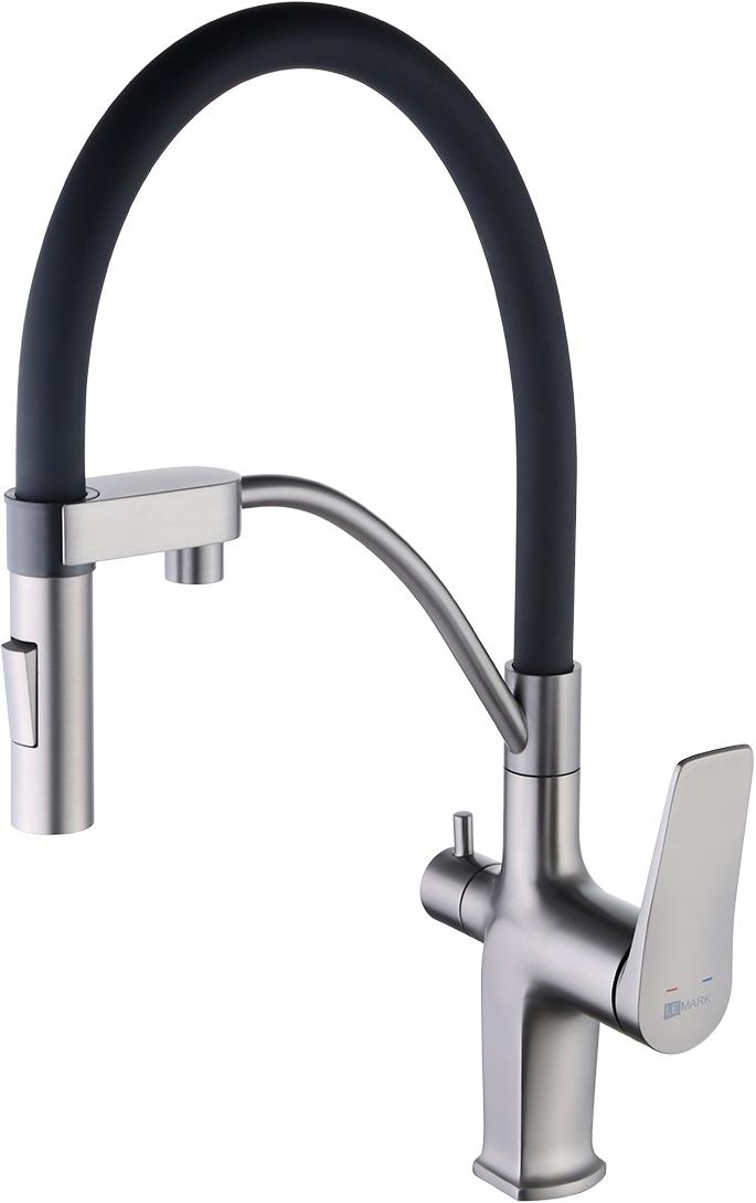 Смеситель для кухни, доп.излив для фильтра, гибкий излив, цв.графит, ZZ