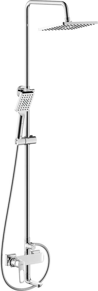 Смеситель для ванны с регулируемой  высотой штанги и лейкой "Тропический дождь", цв. хром, ZZ