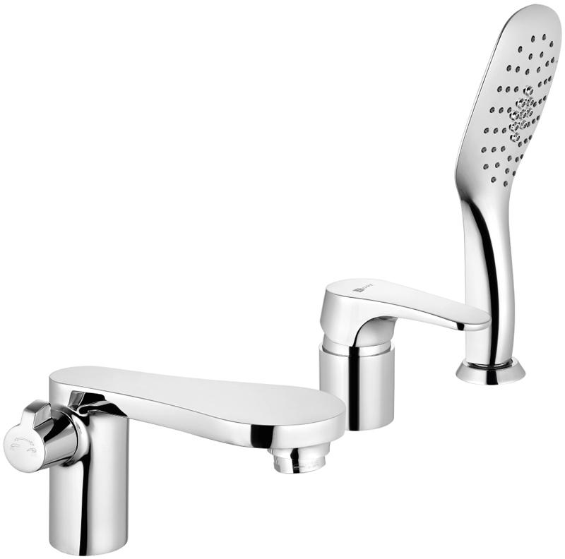 Смеситель врезной для ванны на три отверстия Omega, хром