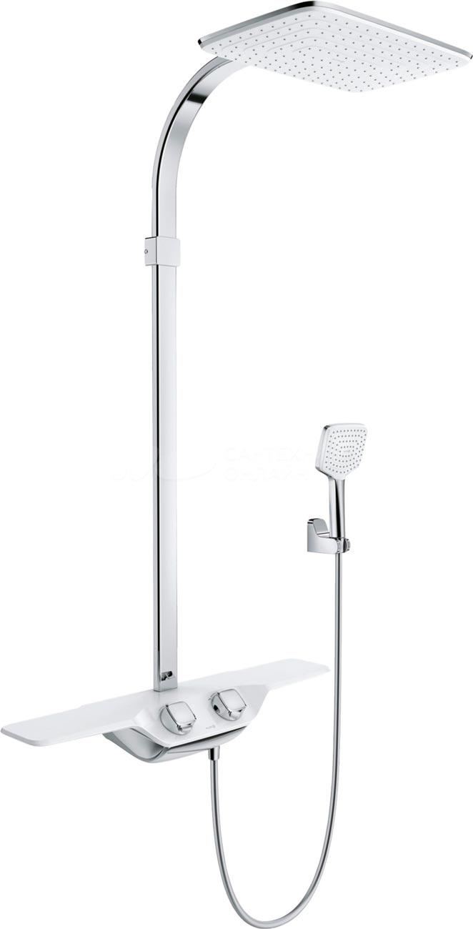 Душевая система Cockpit Discovery с термостатом (смеситель, ручн.душ,верхний душ, шланг, лейка), цв. хром / белый глянец, ZZ