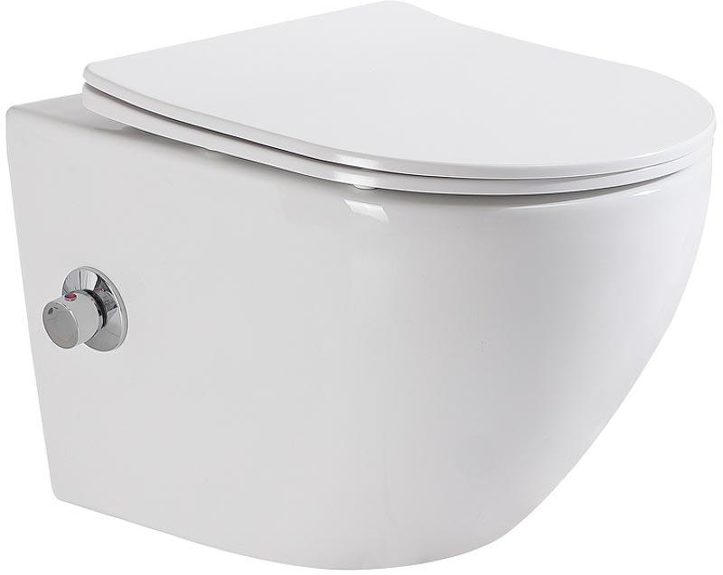 Унитаз-биде подвесной 365х490мм, безободковый, сиденье с микролифтом, смеситель, крепеж в компл., Uno ZZ