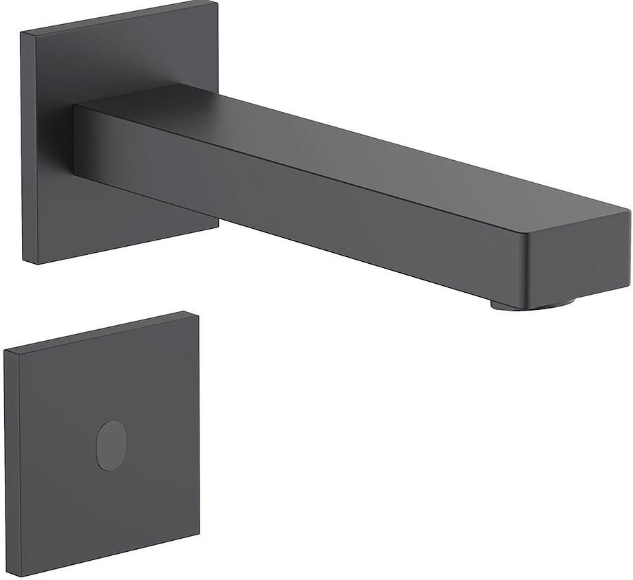 Смеситель для раковины, встраиваемый в стену, сенсорный (питание от сети и батареи), цв.черный матовый ZZ