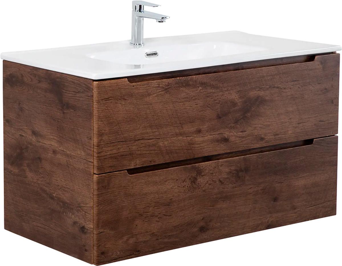 База под раковину подвесная с 2 выкатными ящиками, 1010х460х515мм, (без раковины), (цв.Rovere Moro), Etna ZZ