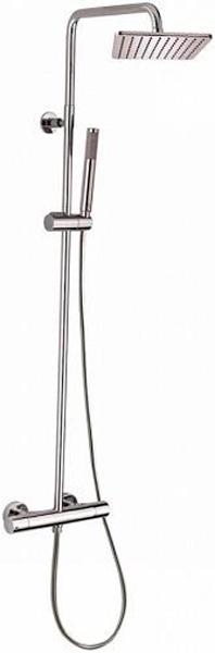 Смеситель-термостат для душа, со стационарным верхним металл душем 230х230мм., душевая лейка, шланг в компл., (цв.хром), Cosmo ZZ