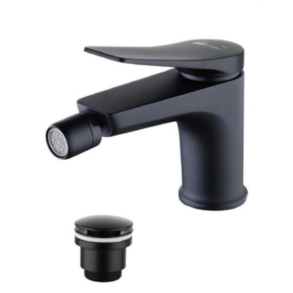 Смеситель для биде, донный клапан Click/Clack в комплекте, цв. черный ZZ