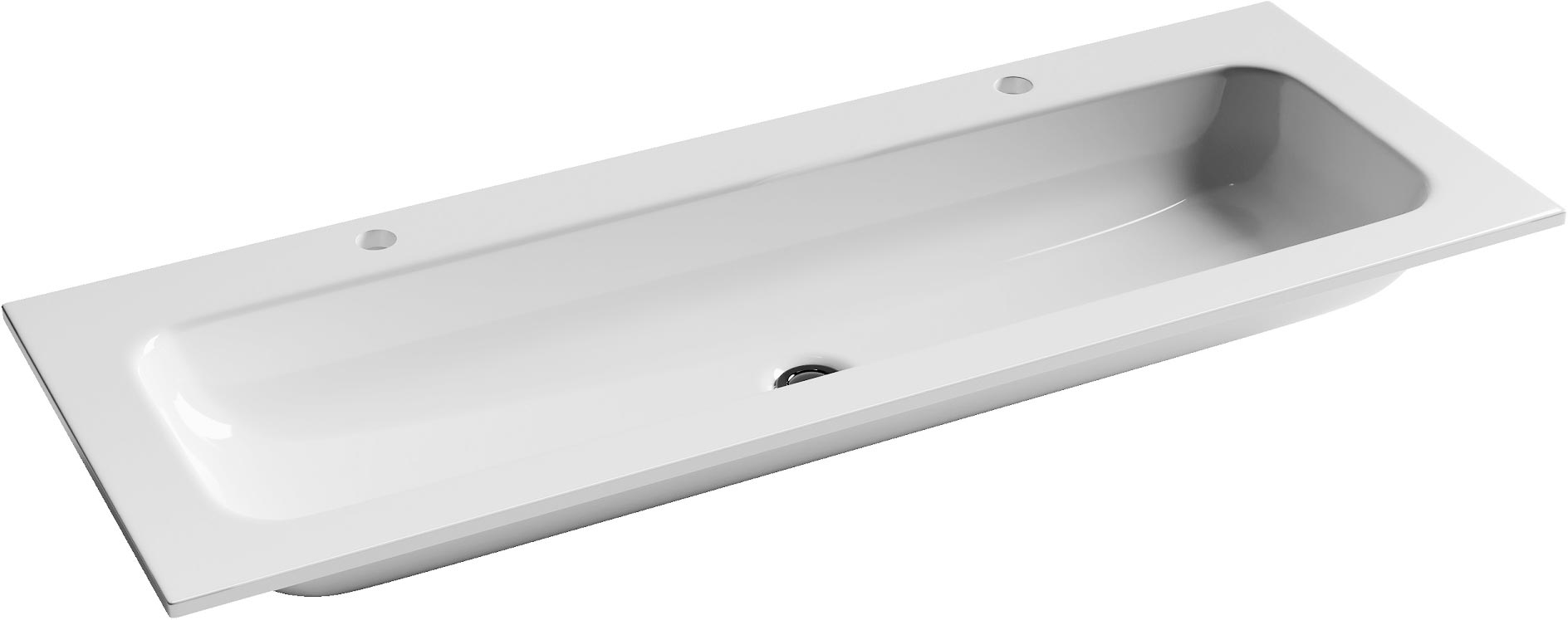 Раковина мебельная 120*45 см, c 2-мя отверстиями под смеситель, цв. белый ZZ