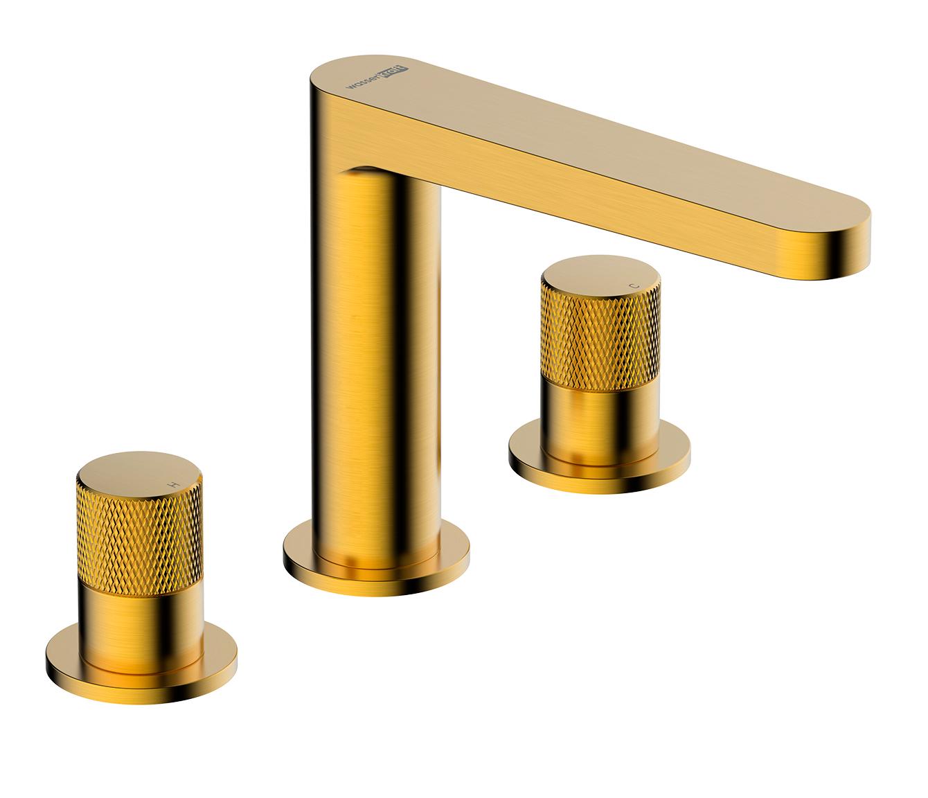 Смеситель для раковины на 3 отверстия, цв. матовое золото, ZZ