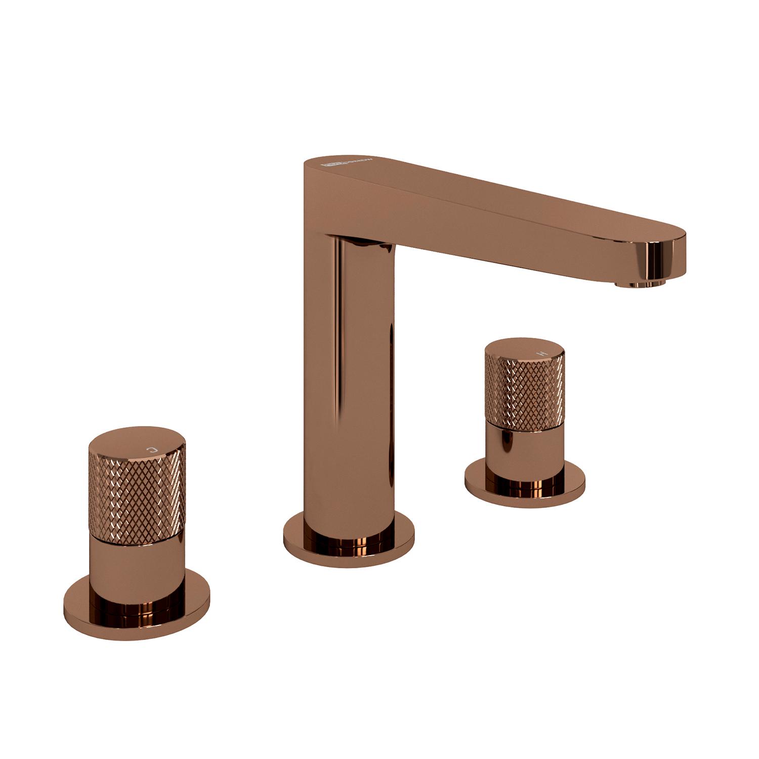 Смеситель для раковины на 3 отверстия, цв.розовое золото ZZ