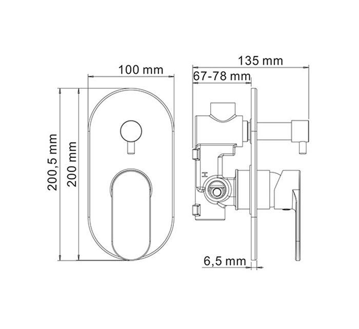 Смеситель для ванны и душа, цвет черный ZZ