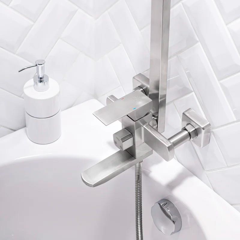 Душевая стойка для ванны/душа, с изливом, верхний душ, ручной душ, цв.нерж.сталь ZZ