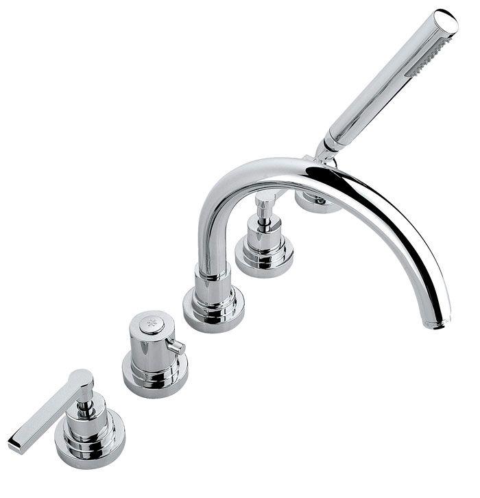 Смеситель для ванны, встраиваемый в борт на 5отв., шланг, лейка, в компл., (цв. хром) M. Croce / Mac Kinley 05 ZZ