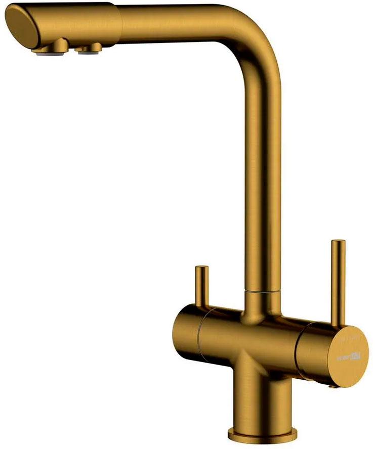 Смеситель для кухни, встроенный кран для питьевой воды, цв. золото матовое, ZZ