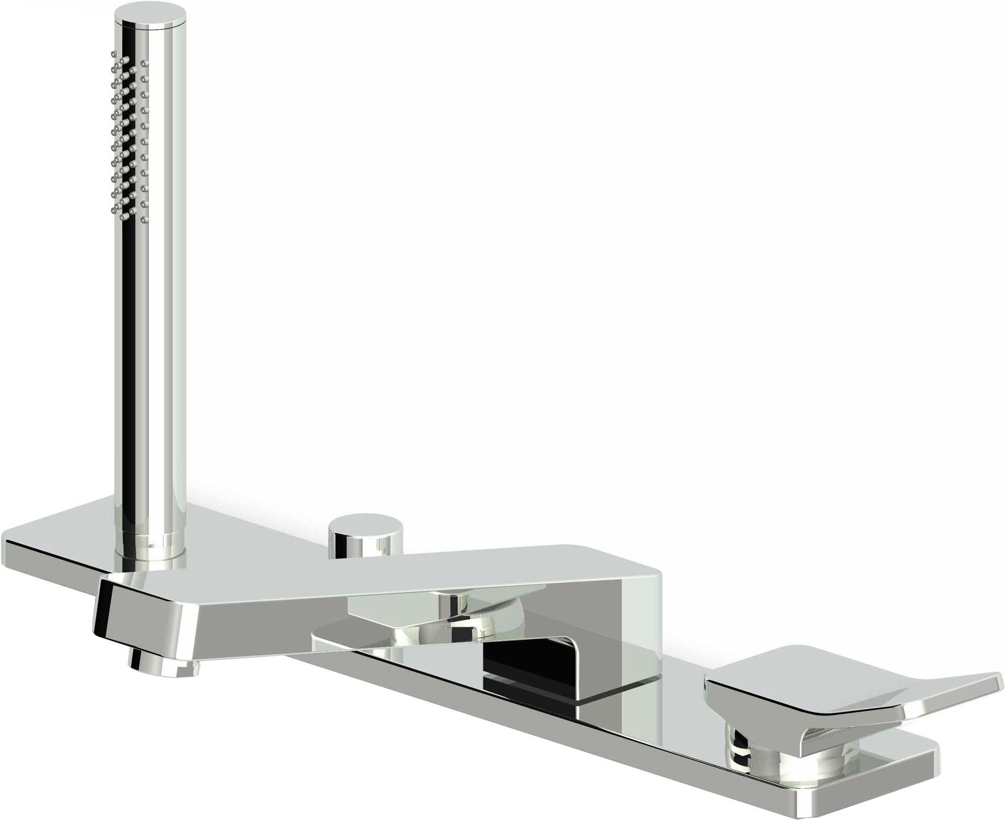Смеситель для ванны встраиваемый в борт. (плитку) с душ. гарнитуром (лейка, шланг, кронштейн), (цв.хром), Soft ZZ