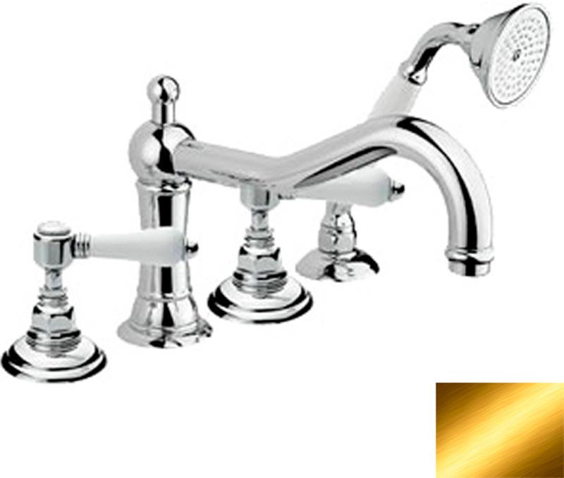 Смеситель для ванны, встраиваемый на 4 отв., (цв.гальван.золото, ручки Half Dome), Nicolazzi ZZ