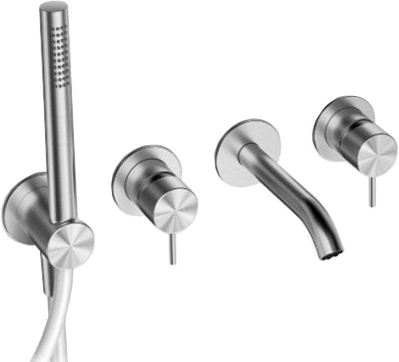 Смеситель для ванны, встраив.в стену, излив 160мм, шланг цв.белый, лейка в компл, БЕЗ внутр.части арт.3300 i401 AB0, (цв.нерж.сталь), Z316 ZZ