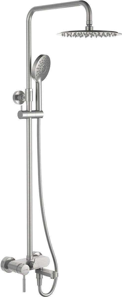 Смеситель для ванны и душа, с аксессуарами, цв. никель (сталь) матовый, ZZ