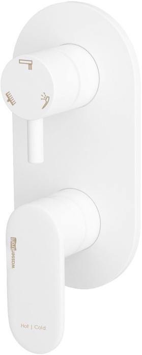 Смеситель для ванны с душем Wasserkraft Mindel 8571 С ВНУТРЕННЕЙ ЧАСТЬЮ панель+встр.мех., керам. перекл. и картридж белый.Soft-touch  ZZ