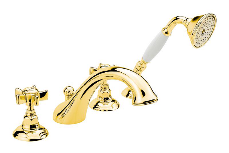 Смеситель для ванны на 4 отв. (цв. GF/золото, ручки Dames Anglaises), Nicolazzi ZZ