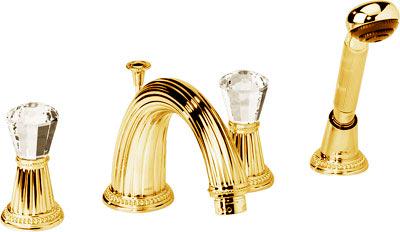 Смеситель для ванны, встраиваемый на борт/плитку, на 4 отв. с душ.гарн., (Gold) Perlrand Cristal ZZ