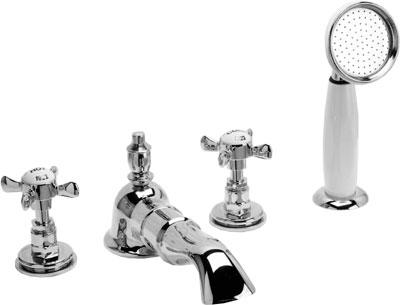 Смеситель для ванны встр. В борт на 4 отв., шланг, лейка, кронштейн в компл. (хром) Antique ZZ