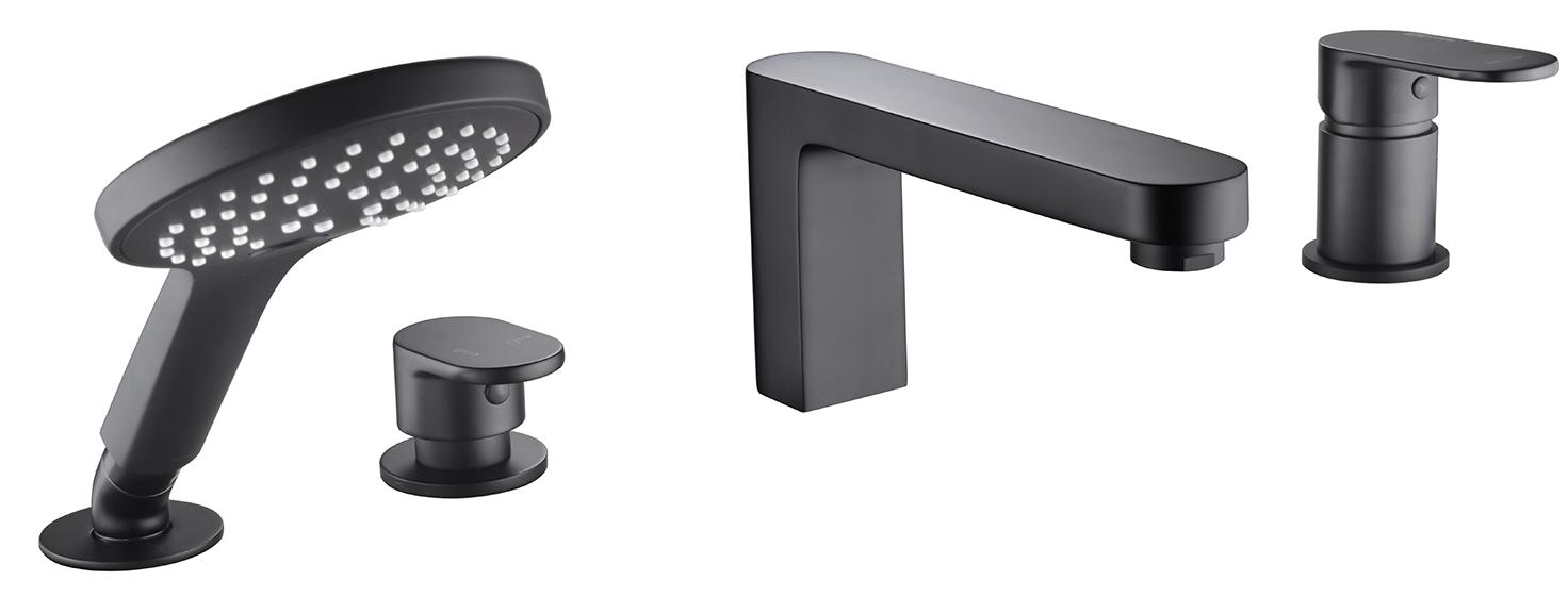 Смеситель на борт ванны, 4 отверстия Elbe, цв черный, ZZ