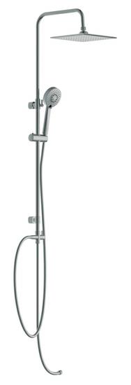 Душевая стойка БЕЗ смесителя, ручной + верхний душ, шланг -150 см, цв. хром