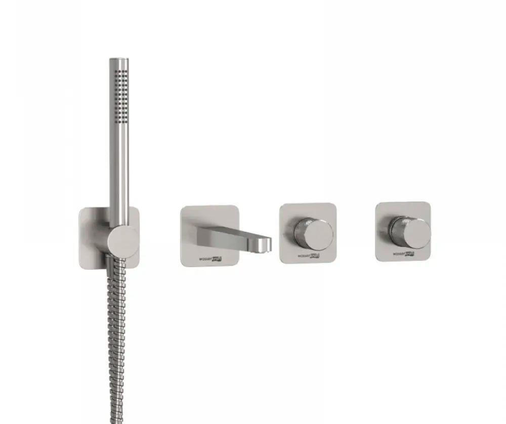 Встраиваемый комплект для ванны с лейкой и изливом, никель, ZZ