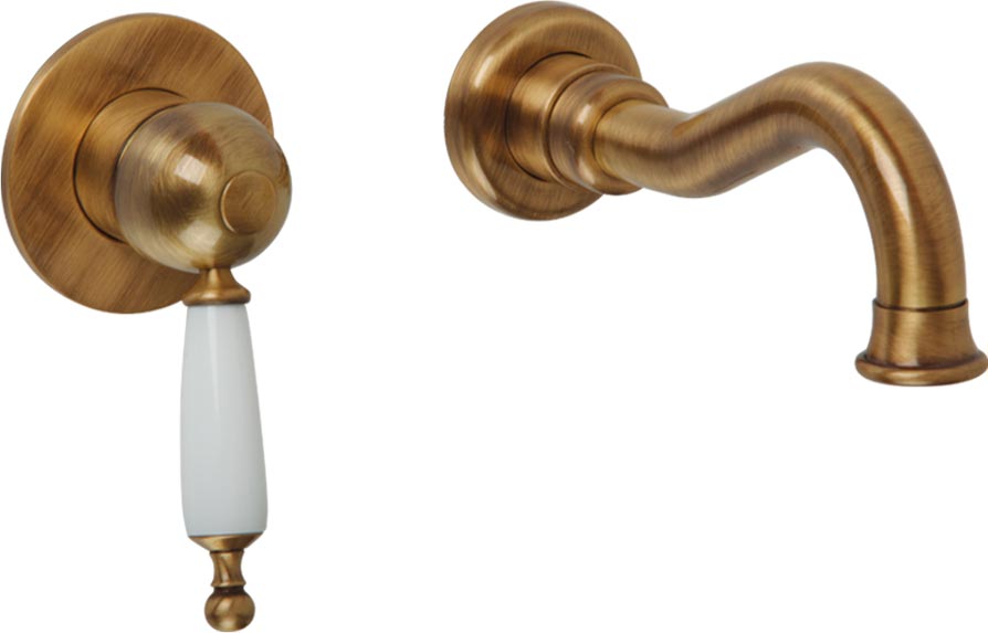 Смеситель для раковины, встраиваемый в стену, излив 190мм, (цв.бронза), Oxford ZZ